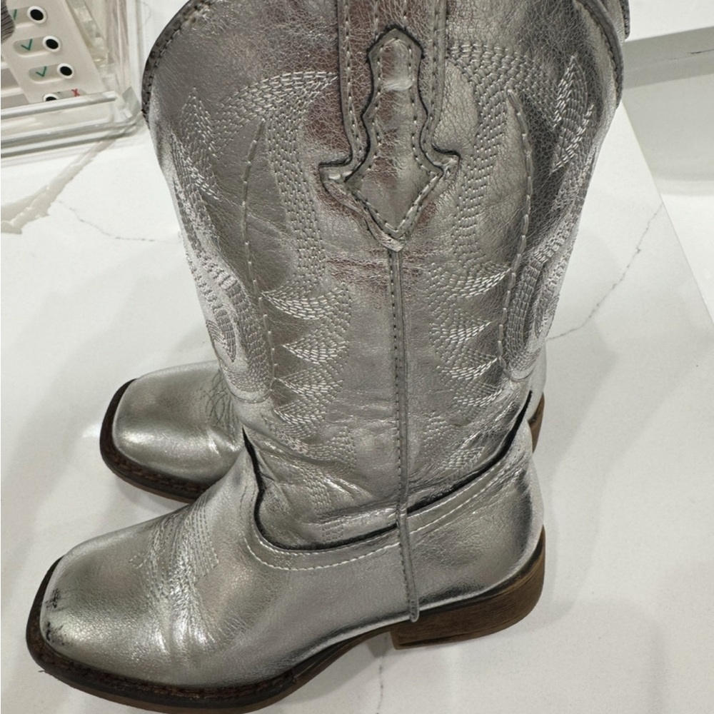 Girls Silver Western Cowboy Boots
